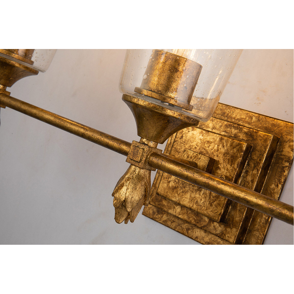 Vetiver 3 Light 23 inch Gold leaf Bath Light Wall Light in Gold Leaf with Antique